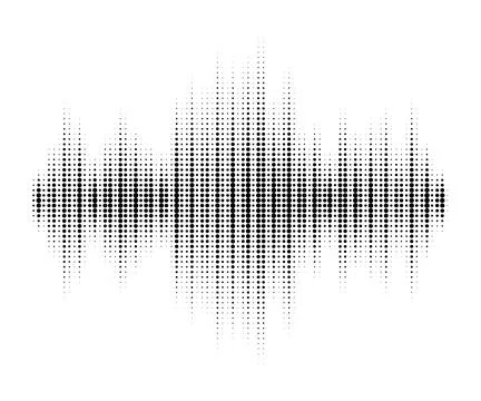 Halftone pattern audio waveform. Abstract dotted ornament isolated Stock Illustration