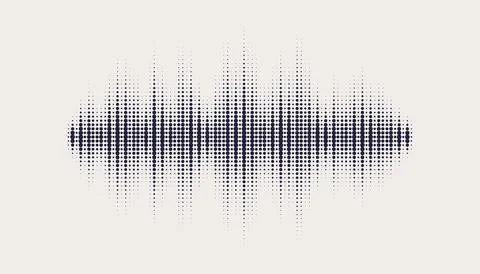 Halftone pattern audio waveform. Abstract dotted ornament isolated Illustrazione stock