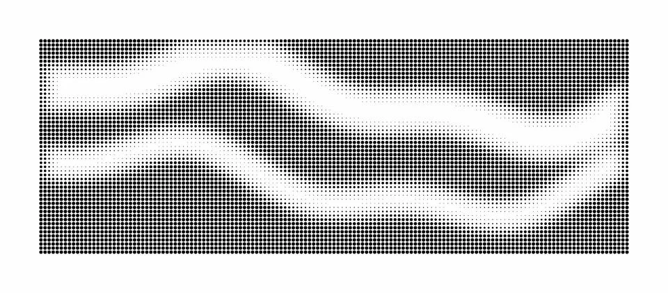 Halftone pattern background featuring abstract wavy lines and black square .. Stockillustratie
