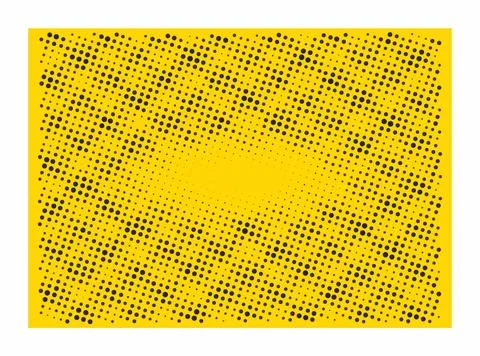 Halftone pattern background featuring black dots on bright yellow surface. .. イラスト素材
