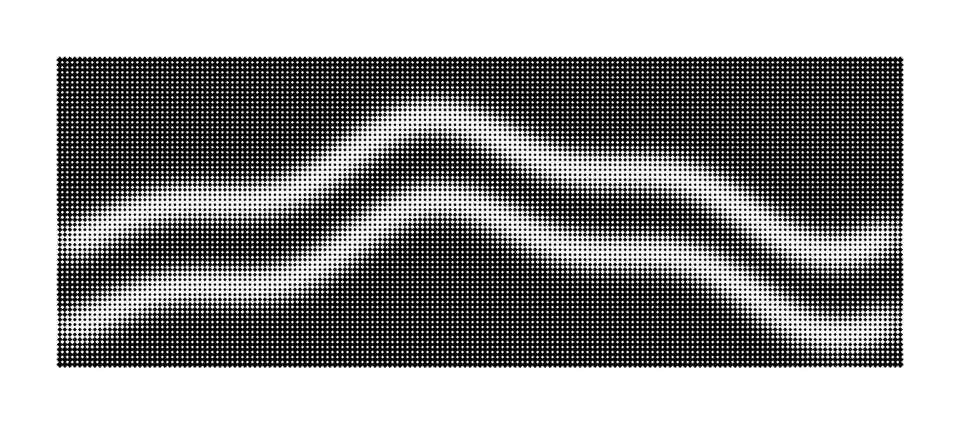 Halftone pattern with black and white dots. Wavy lines forming an abstract .. Stockillustratie