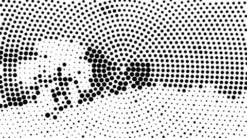A halftone pattern with black dots of varying sizes creates a dynamic, abst.. イラスト素材
