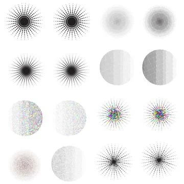 Halftone pattern in dot and star shape in different style and color on whit.. Stock Illustration