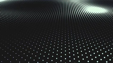 Halftone pattern of dots generating a waving surface, representing data and Stock Photos