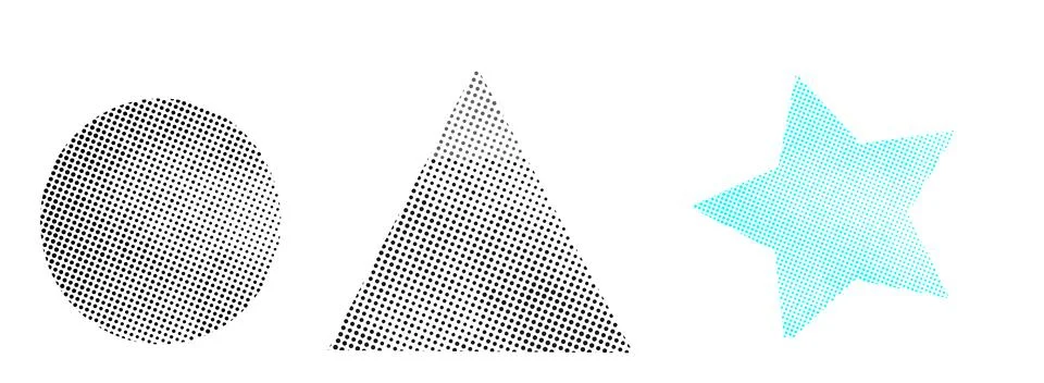 Halftone Pattern Geometric Shapes Circle Triangle Star Stock Illustration