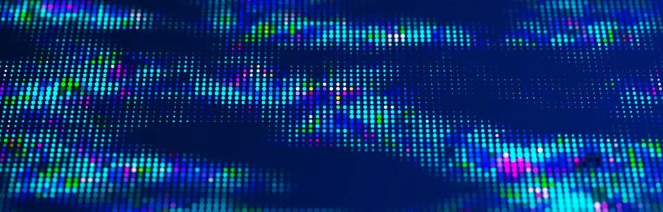 Halftone pattern. Glitch background. Blue composition. Blurry points. 3d rend Stock Illustration