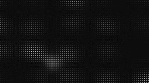Halftone pattern with glowing white dots on a dark background. Seamless loop Stock Footage 336859994