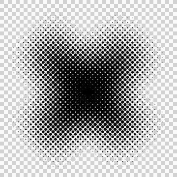 Halftone pattern with gradient dots creating a central dark spot on white b.. Stock Illustration