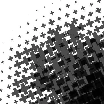 Halftone pattern made of crosses. Monochrome halftone pattern / texture. Stock Illustration