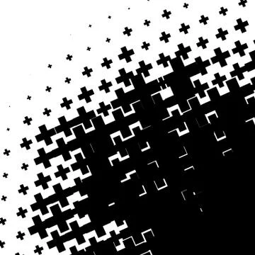 Halftone pattern made of crosses. Monochrome halftone pattern / texture. Stock Illustration