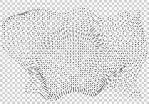 Halftone pattern overlay - 3d abstract shape design element - curved rectan.. Illustrazione stock