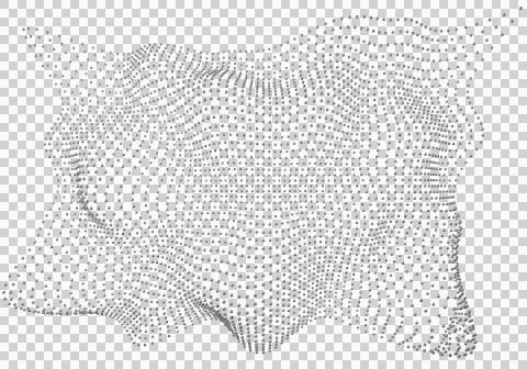 Halftone pattern overlay - 3d abstract shape design element - curved rectangl Stock Illustration