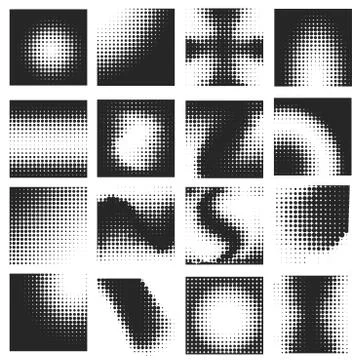 Halftone Pattern Set Stock Illustration