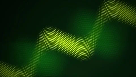 A halftone pattern wave of glowing lime green dots in a seamless loop Stock Footage 343114638