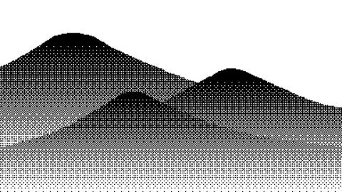 Halftone Pixel Art Mountains Landscape 스톡 일러스트