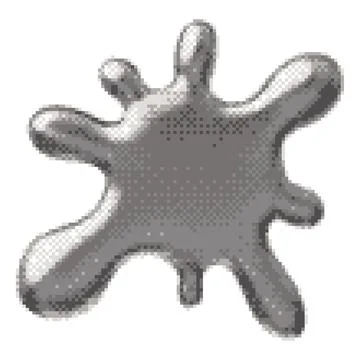 Halftone pixel chrome blob, 8-bit, Y2K style, glow effect. Illustrazione stock