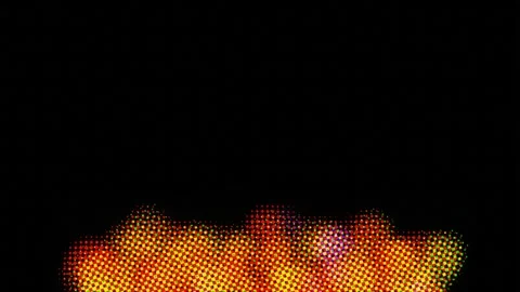 Halftone pixel fire animation flickering against black background Vídeo Stock 336776440