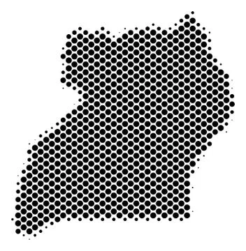 Halftone Pixel Uganda Map Stock Illustration