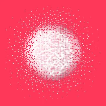 Halftone pixels square points in circle form Stock Illustration