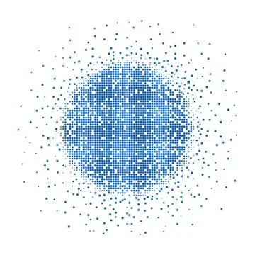 Halftone pixels square points in circle form Stock Illustration