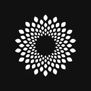 Halftone point vortex on dark. Abstract futuristic digital technology logo Stock Illustration