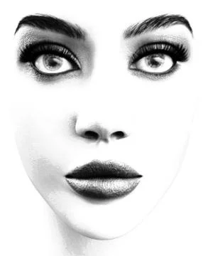 Halftone Portrait of Womans Face Stock Illustration