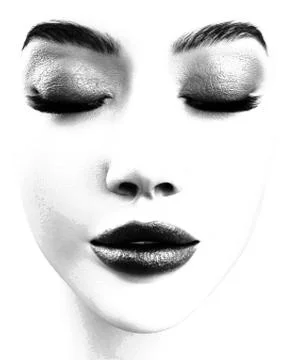Halftone Portrait of Womans Face Stock Illustration