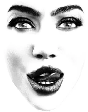 Halftone Portrait of Womans Face Stock Illustration