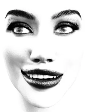 Halftone Portrait of Womans Face Stock Illustration