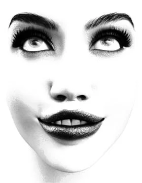 Halftone Portrait of Womans Face Stock Illustration