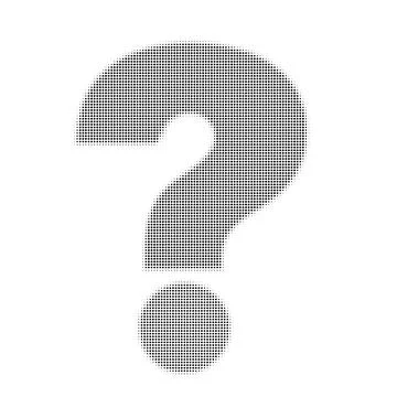 Halftone question mark icon in dotted retro style, abstract vector symbol for Stock Illustration