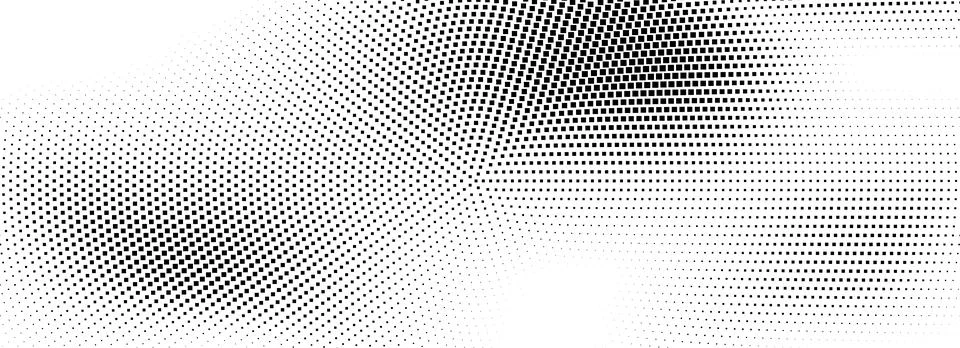 Halftone radial dotted background. Square dots comic gradient texture. Black Illustrazione stock