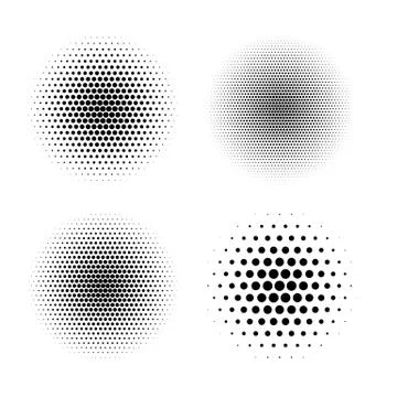 Halftone radial set isolated on white background Ilustração Stock