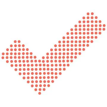 Halftone red checkmark pattern graphic icon symbol Stock Illustration