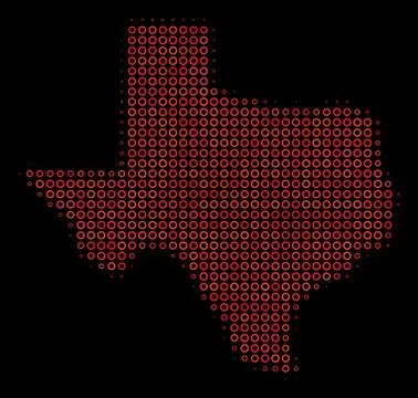 Halftone Red Texas Map Illustrazione stock