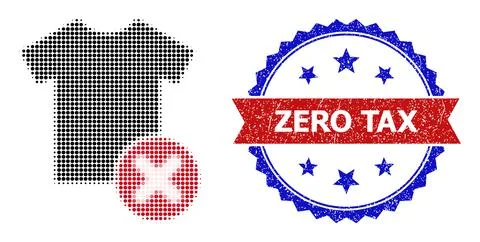 Halftone Remove Dress Icon and Textured Bicolor Zero Tax Stamp Stock Illustration