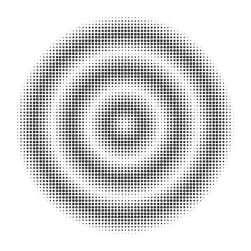 Halftone ring with water ripple effect. Sonar wave. Sound wave. Touch effect Illustrazione stock