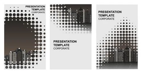 Halftone Roll Up Banner Design Templates Set. Stock Illustration