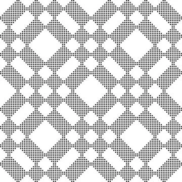 Halftone round black seamless background diamond check square Stock Illustration