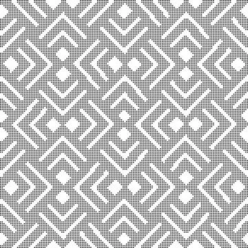 Halftone round black seamless background cross square check geometry Illustrazione stock