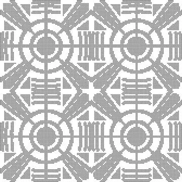 Halftone round black seamless background round cross geometry Illustrazione stock
