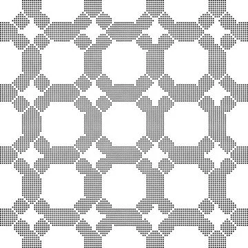 Halftone round black seamless background round corner octagon cross Stock Illustration