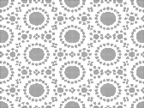 Halftone round black seamless background round circle polygon Stock Illustration