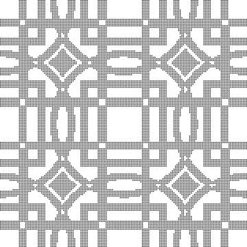 Halftone round black seamless background square curve geometry frame Illustrazione stock