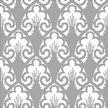 Halftone round black seamless background curve cross spiral leaf Stock Illustration