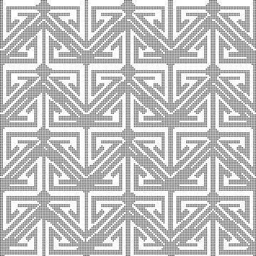 Halftone round black seamless background triangle geometry cross frame Illustrazione stock