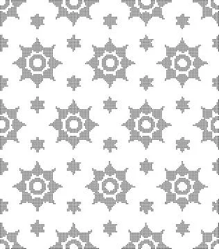 Halftone round black seamless background star round flower Stock Illustration