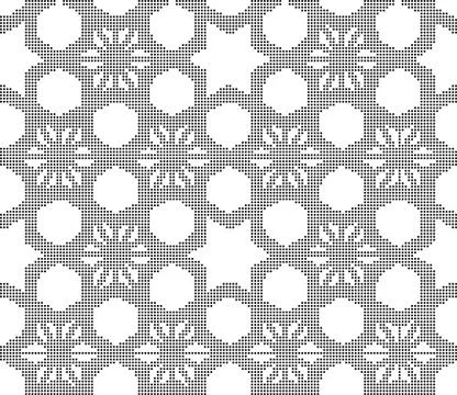 Halftone round black seamless background star geometry cross polygon Stock Illustration