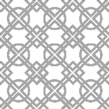 Halftone round black seamless background square round cross tracery Stock-Illustration