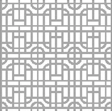 Halftone round black seamless background curve corner square cross lattice Illustrazione stock